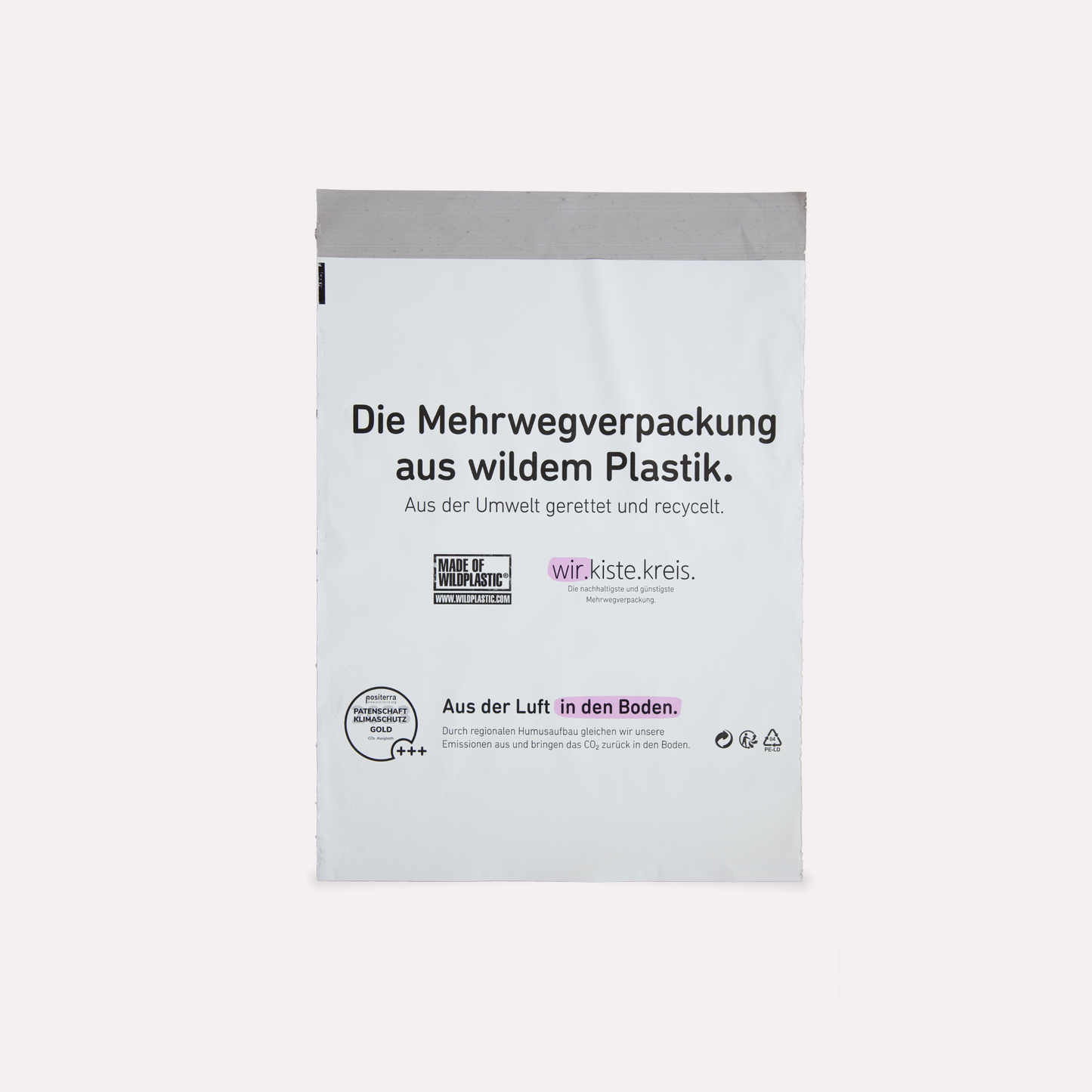 Die wilde Tasche – Mehrweg Versandtasche aus wildem Plastik – wildplastic – 500x400x50mm