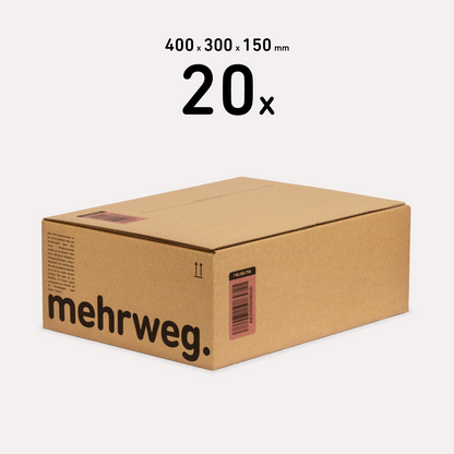 20x Nachhaltige und wiederverwendbare Mehrweg Karton Verpackung Versandkarton 400x300x150mm