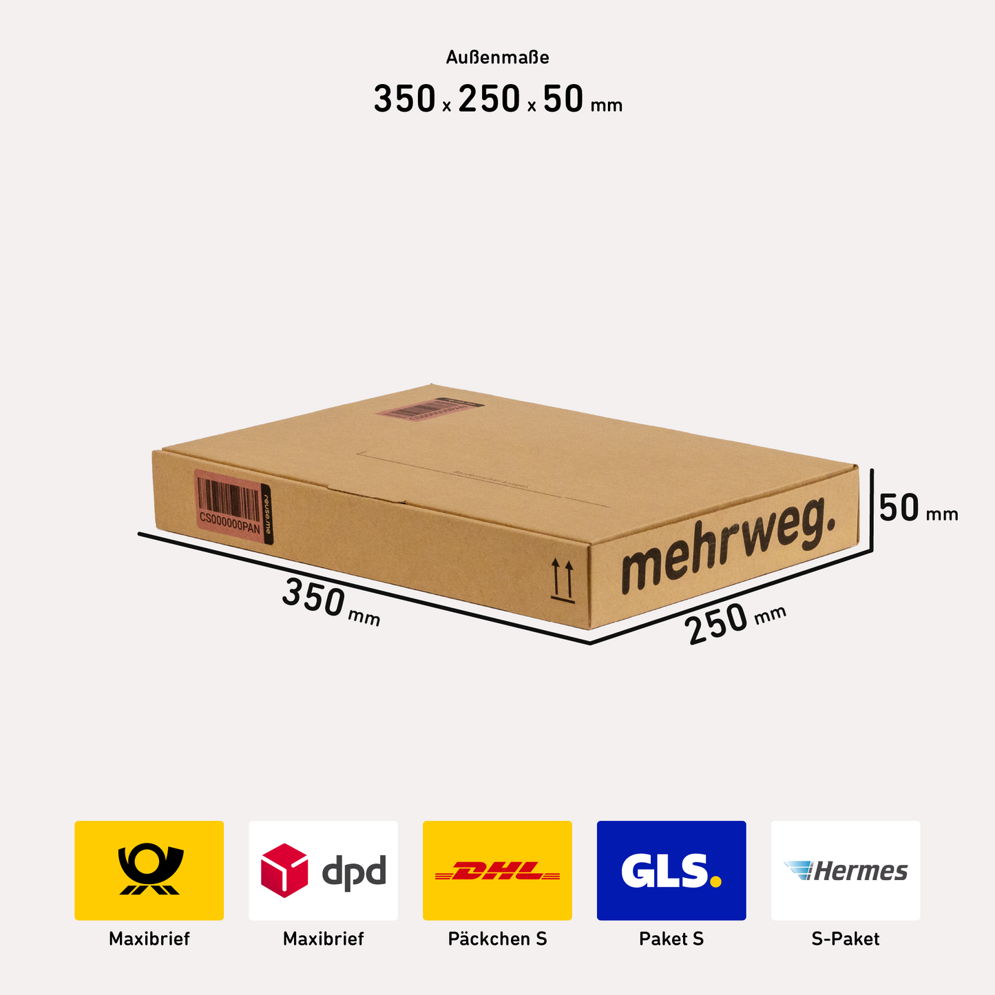 Nachhaltige und wiederverwendbare Mehrweg Maxibrief Maxibriefkarton 350x250x50mm